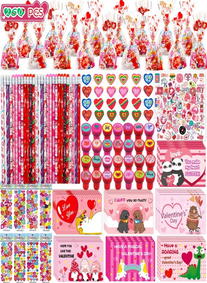 Phaorui 260pcs Valentines Day Gifts for Kids Classroom Valentines Goodie Bags Stuffers Valentine Card Gift for Kid Valentine Classroom Party Favors Prizes for Kids Girls - Image 1